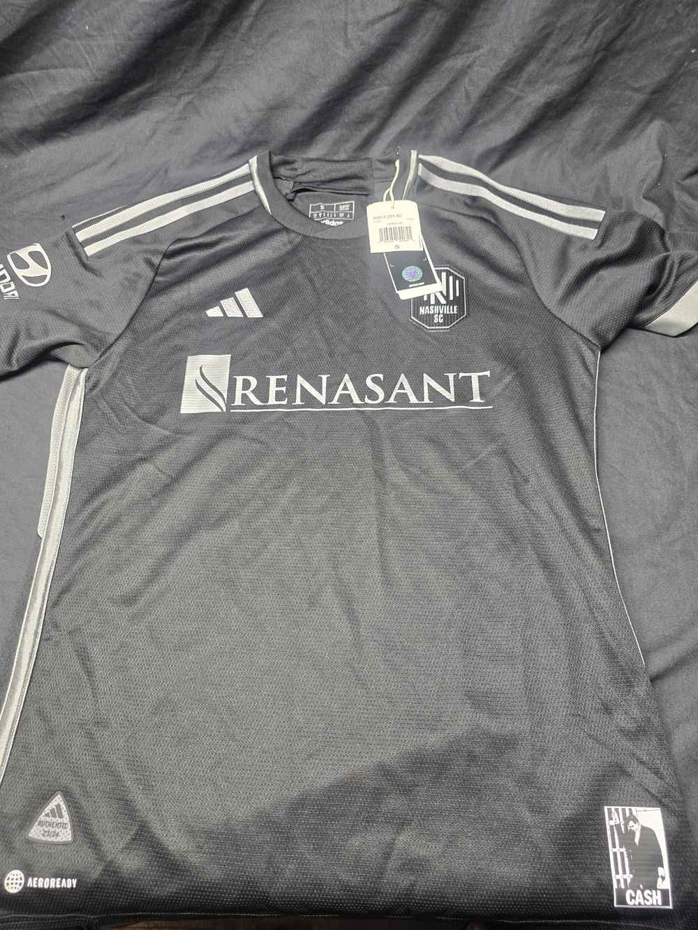 adidas Nashville SC Johnny Cash Man in Black Authentic Jersey 2023-24 NWT Small